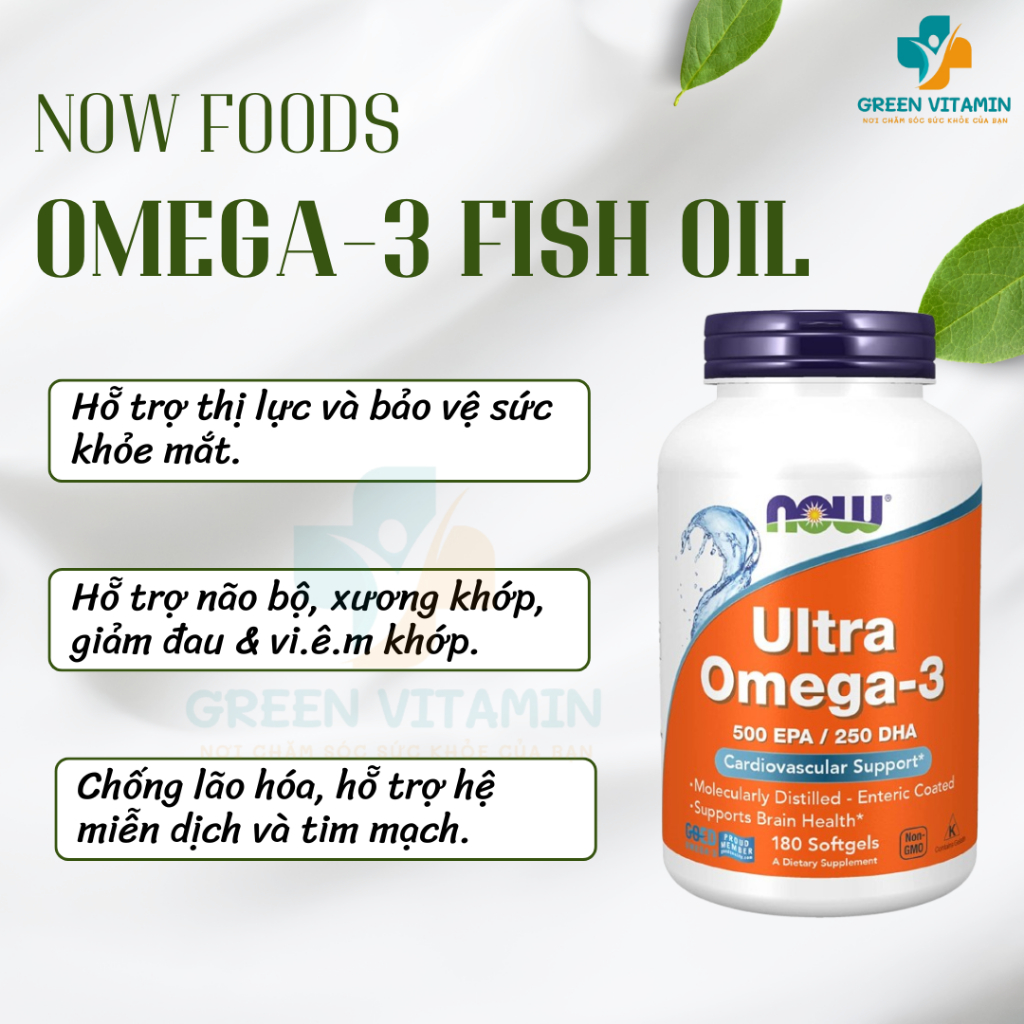 Now Ultra Omega 3 500 EPA / 250 DHA Viên uống dầu cá Omega-3 180 viên ...