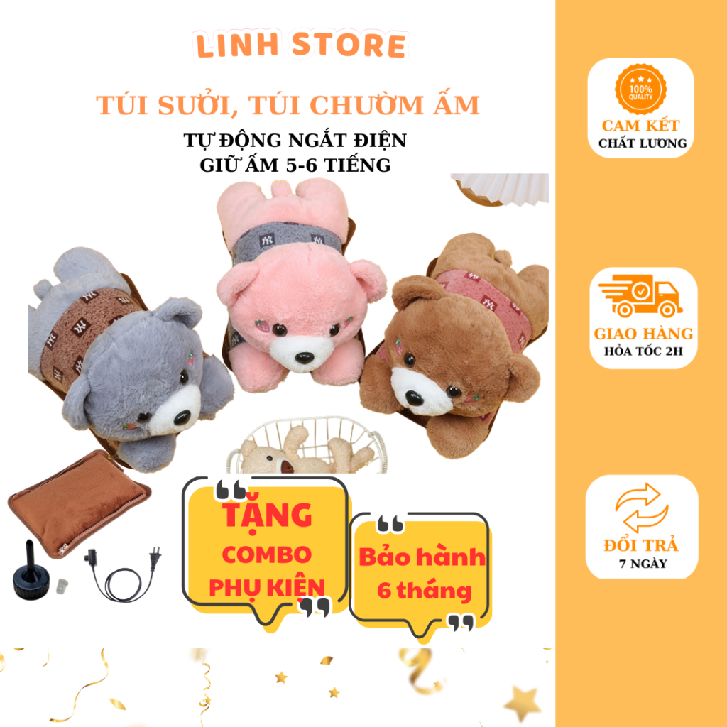 Túi sưởi thú bông dễ thương , túi chườm điện an toàn