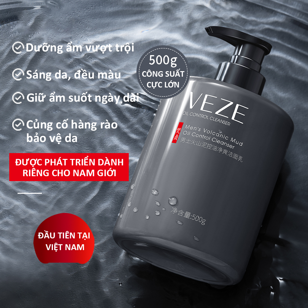Sữa Rửa Mặt Sạch Sâu Dành Cho Nam - Trắng Da Sạch Mụn Kiểm Soát Dầu Và Làm Sạch Sâu - 500ml