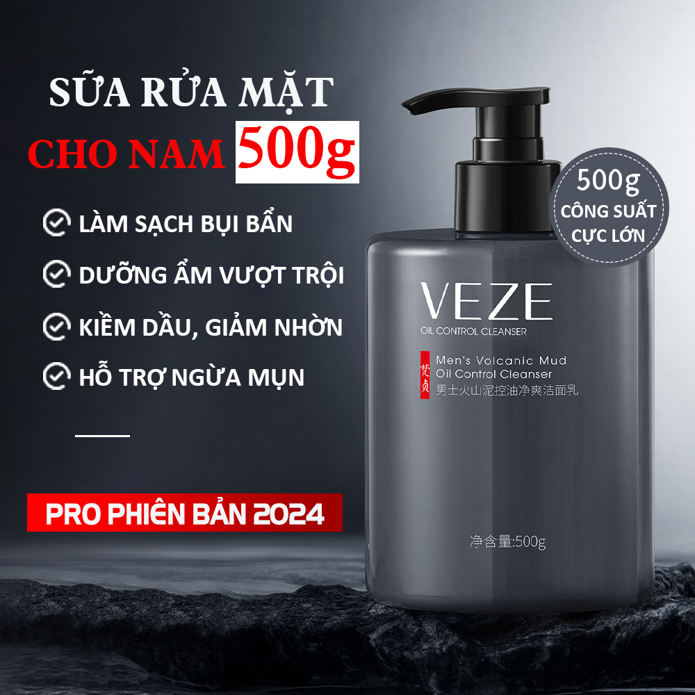 Sữa Rửa Mặt Sạch Sâu Dành Cho Nam - Trắng Da Sạch Mụn Kiểm Soát Dầu Và Làm Sạch Sâu - 500ml