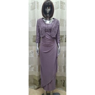 Đầm dạ hội xẻ tà không tay và áo khoác vnxk size 8(N90-95,E76-81)