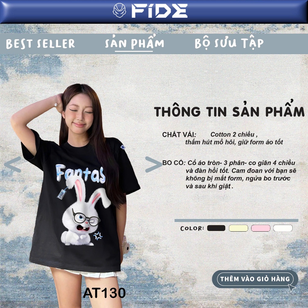 Ảnh Áo thun FIDE Rabbit phông unisex form rộng local brand nam nữ cổ tròn oversize - AT130 2