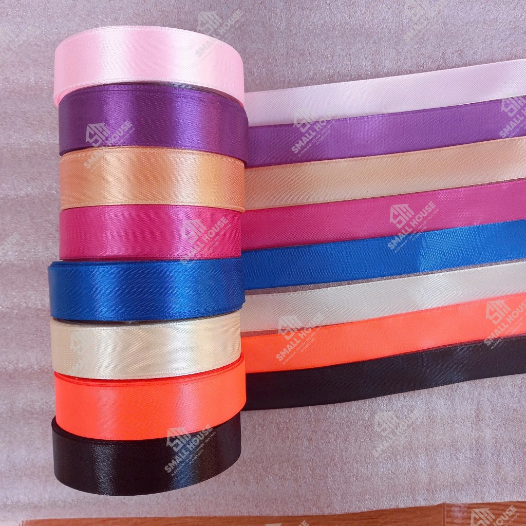 Cuộn dây ruy băng lụa bản to 1cm 2cm dây duy băng ribbon dây treo trang trí tết làm hoa, làm nơ, ruy băng đỏ