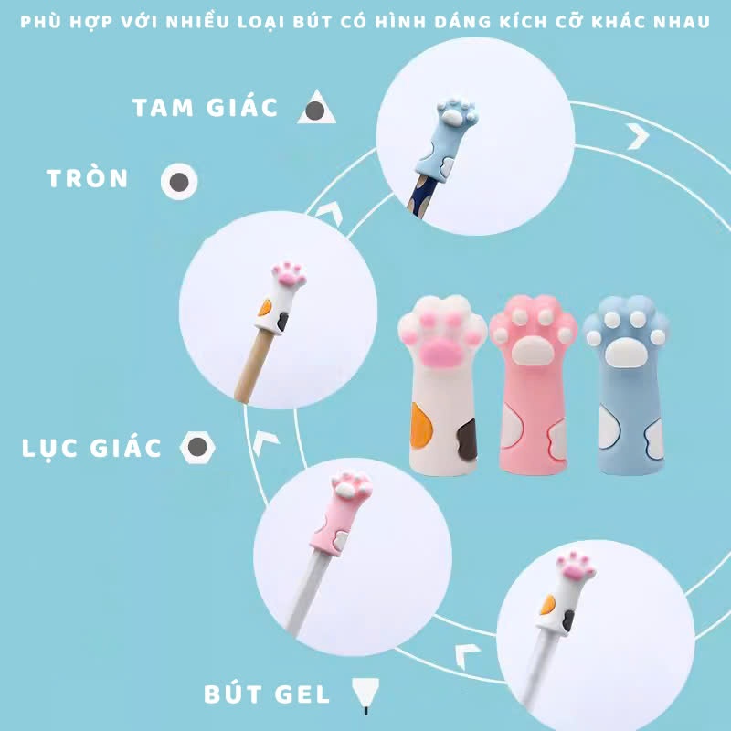 Nắp Bút Chì Hình Chân Mèo Vỏ Bảo Vệ Dễ Thương Silicon Mềm Đa Năng Nắp Bút Sinh Viên