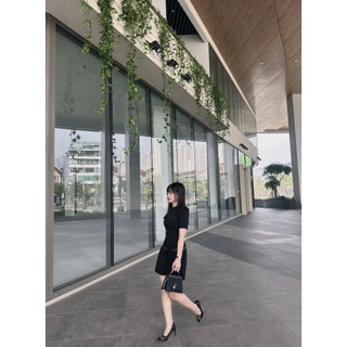 Đầm dáng A chất liệu gold Japan cao cấp có độn vai Amor dress phong cách sang trọng, lịch sự - REN STUDIO