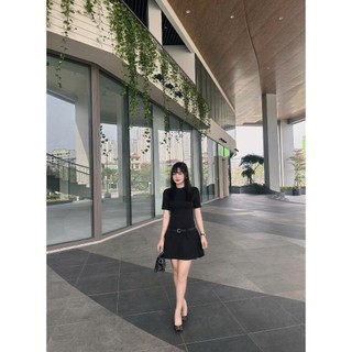 Đầm dáng A chất liệu gold Japan cao cấp có độn vai Amor dress phong cách sang trọng, lịch sự - REN STUDIO