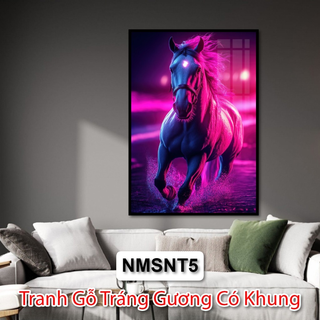 Tranh Độc Mã Truy Phong - Tranh Gỗ Con Ngựa Màu Sắc Tráng Gương Trang Trí Phòng Khách Khách Sạn Decor Phòng