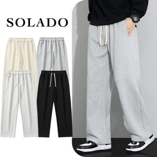 Quẩn dài nỉ tăm nam nữ cạp chun SOLADO form suông ống rộng kiểu dáng basic đen be ghi QNI