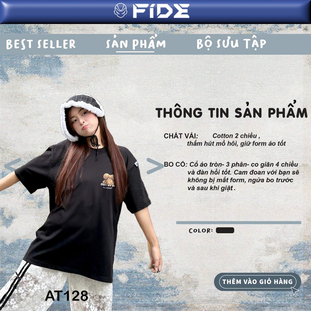 Ảnh Áo thun FIDE Teddy phông unisex form rộng local brand nam nữ cổ tròn oversize - AT128 1