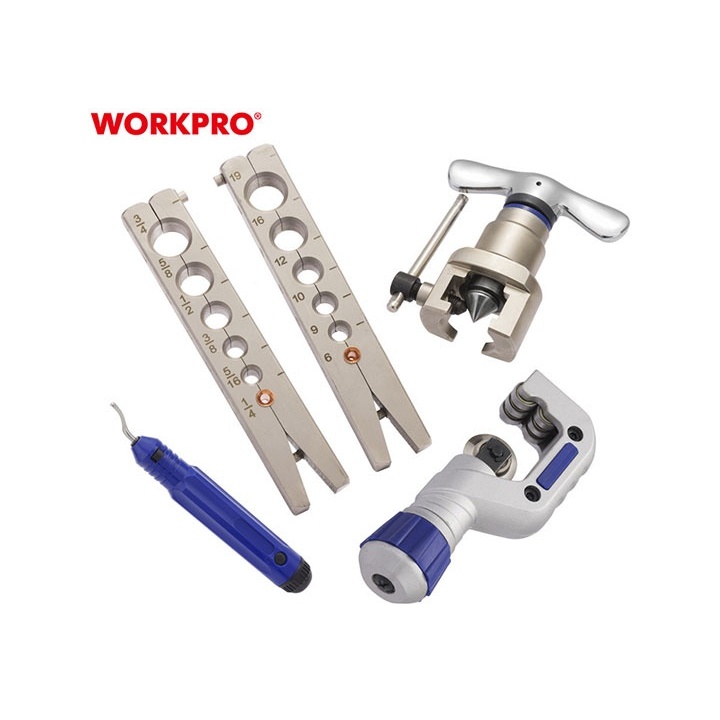 Bộ dụng cụ lã ống/nong ống đồng/thép gồm 5 chi tiết WORKPRO WP303001 cắt ống 4 - 32mm, kẹp ống 6 - 19mm (1/4 - 3/4 inch)