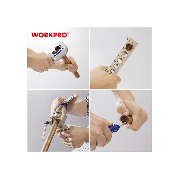 Bộ dụng cụ lã ống/nong ống đồng/thép gồm 5 chi tiết WORKPRO WP303001 cắt ống 4 - 32mm, kẹp ống 6 - 19mm (1/4 - 3/4 inch)