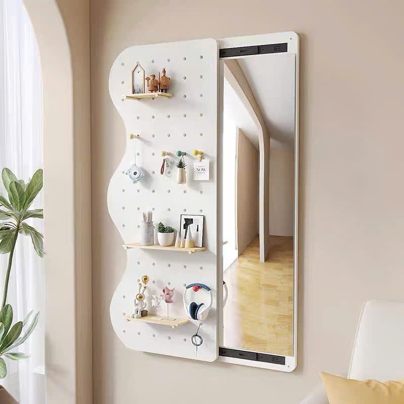 Ảnh Gương cánh trượt thông minh hình sóng led cảm ứng viền phun cát Vuadecor (tặng kệ và núm gỗ) kích thước 65x120cm 1