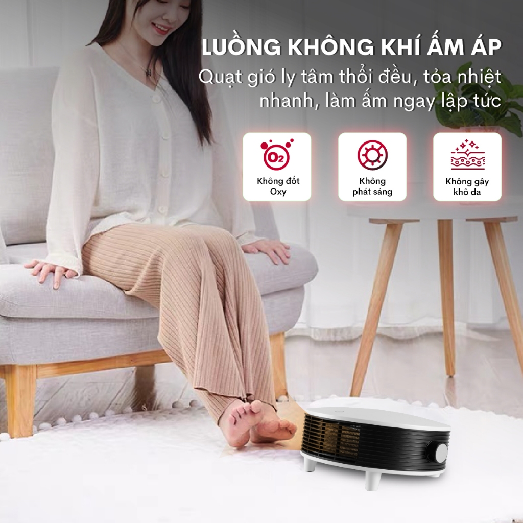 Máy sưởi gốm treo nhà tắm Nhập Khẩu FUJIHOME FHB5000 không khô da điều khiển từ xa, quạt sưởi ấm phòng treo tường cho bé