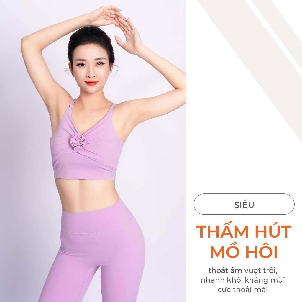 Ảnh Bộ Tập Yoga LV24N01F507 Thiết Kế Bra Nhún Hoa Đệm Rời & Quần Legging Cạp Cao Livan Sport, Bộ Tập Yoga Nữ, Đồ Tập Yoga Nữ 2