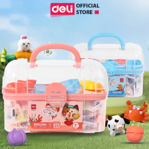 Bộ Đất Nặn Kháng Khuẩn 3D Deli Đất Sét Nặn 24 Màu Chất liệu an toàn cho trẻ nhỏ, màu sắc tươi sáng đa dạng, kèm khuôn