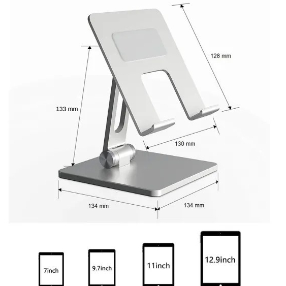 Giá đỡ máy tính bảng, ipad hợp kim nhôm nguyen khối thiết kế công thái học đa năng kẹp điện thoại chống rung gấp gọn