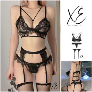 Đồ nội y - Bộ đồ lót ren gợi cảm màu đen ( Set S11)