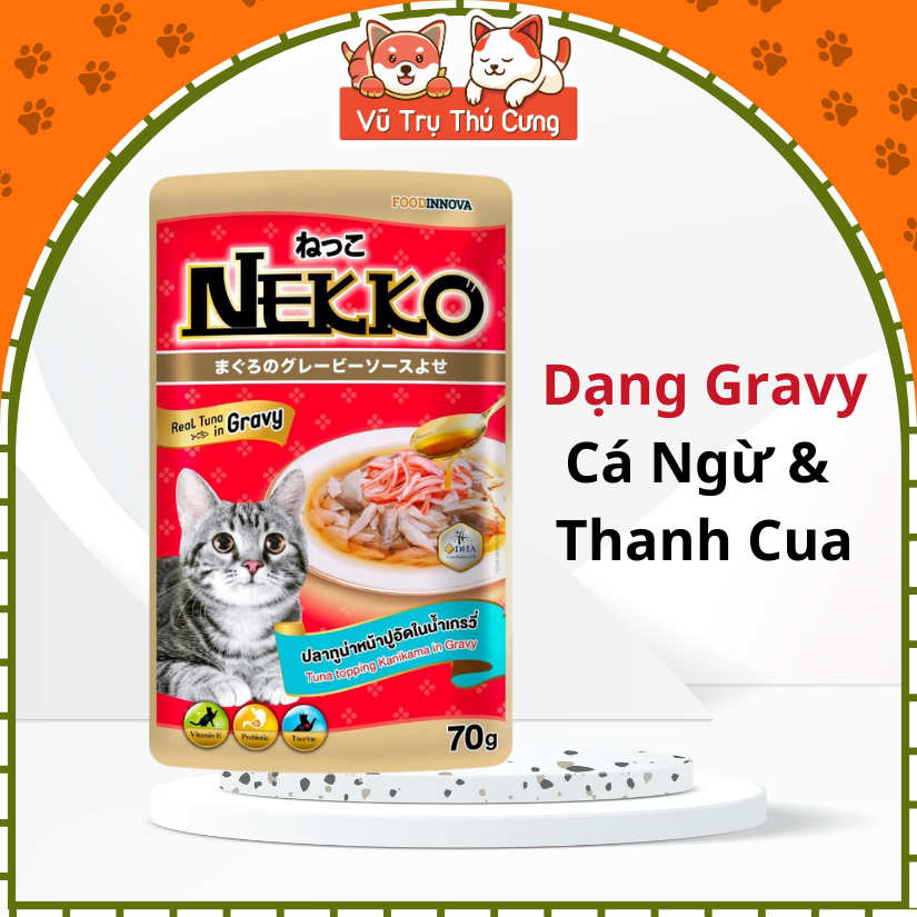 Pate NEKKO GRAVY Cho Mèo Gói 70g (Hàng Công Ty Chính Hãng có Tem Phụ)