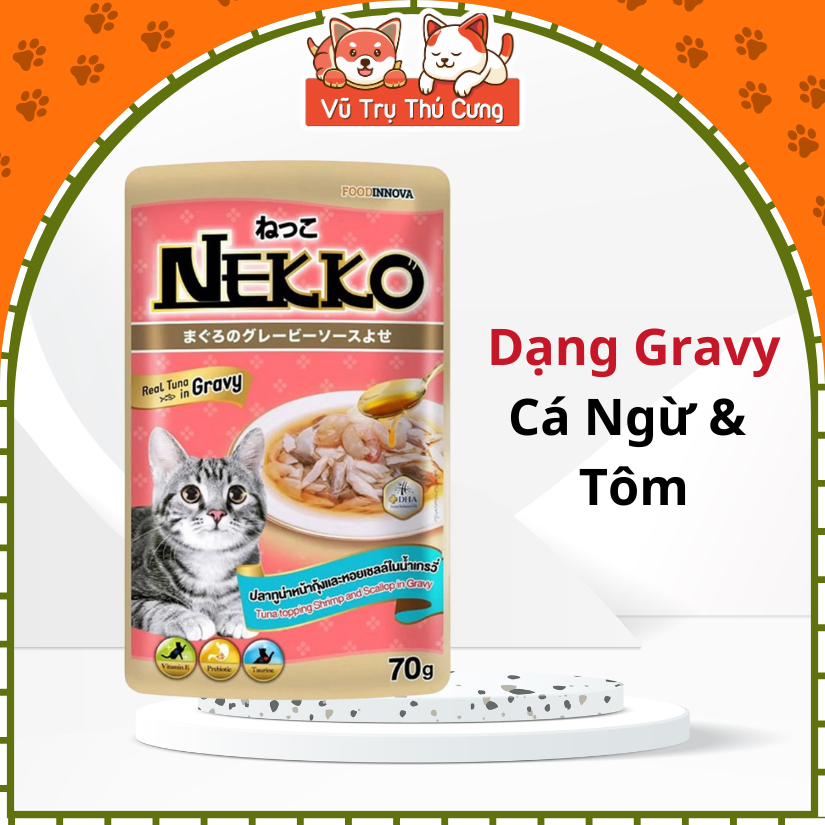Pate NEKKO GRAVY Cho Mèo Gói 70g (Hàng Công Ty Chính Hãng có Tem Phụ)
