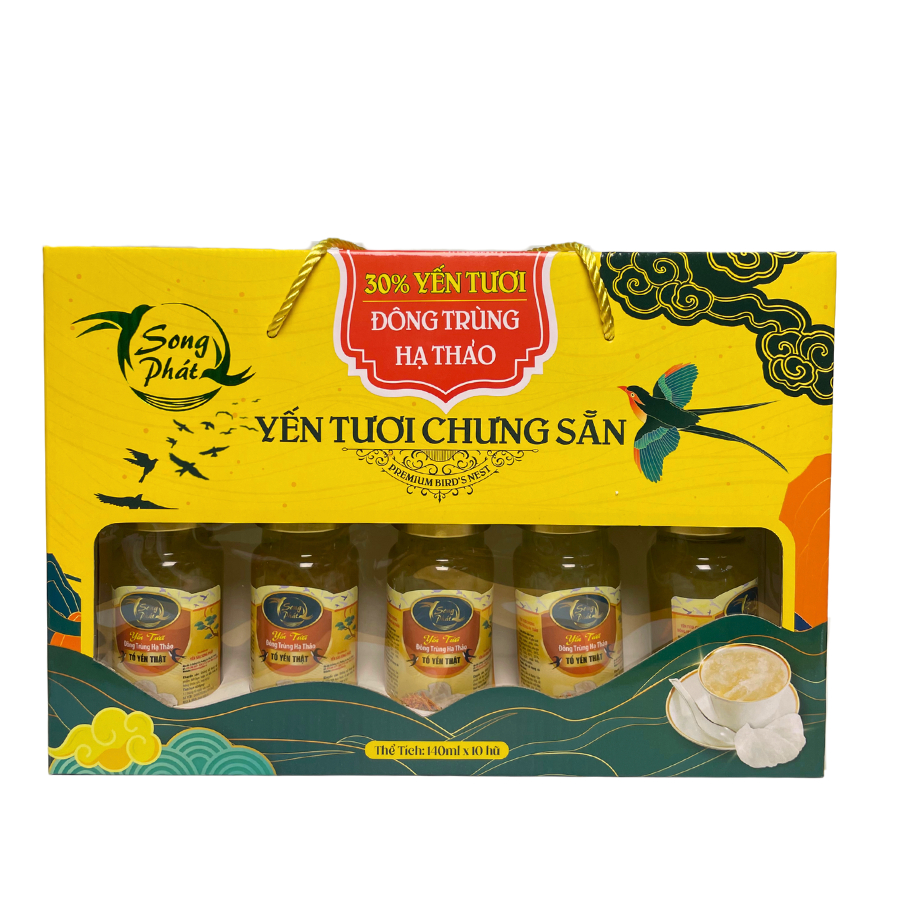 [Tặng 2 hũ] Hộp quà 10 hũ Tổ yến hộp quà các vị Song Phát làm đẹp tự nhiên tăng sức đề kháng hồi phục sức khỏe 140ml