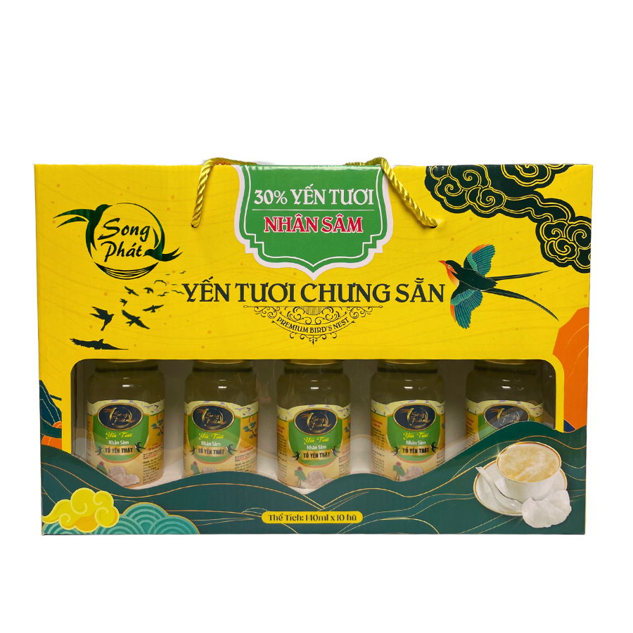 [Tặng 2 hũ] Hộp quà 10 hũ Tổ yến hộp quà các vị Song Phát làm đẹp tự nhiên tăng sức đề kháng hồi phục sức khỏe 140ml