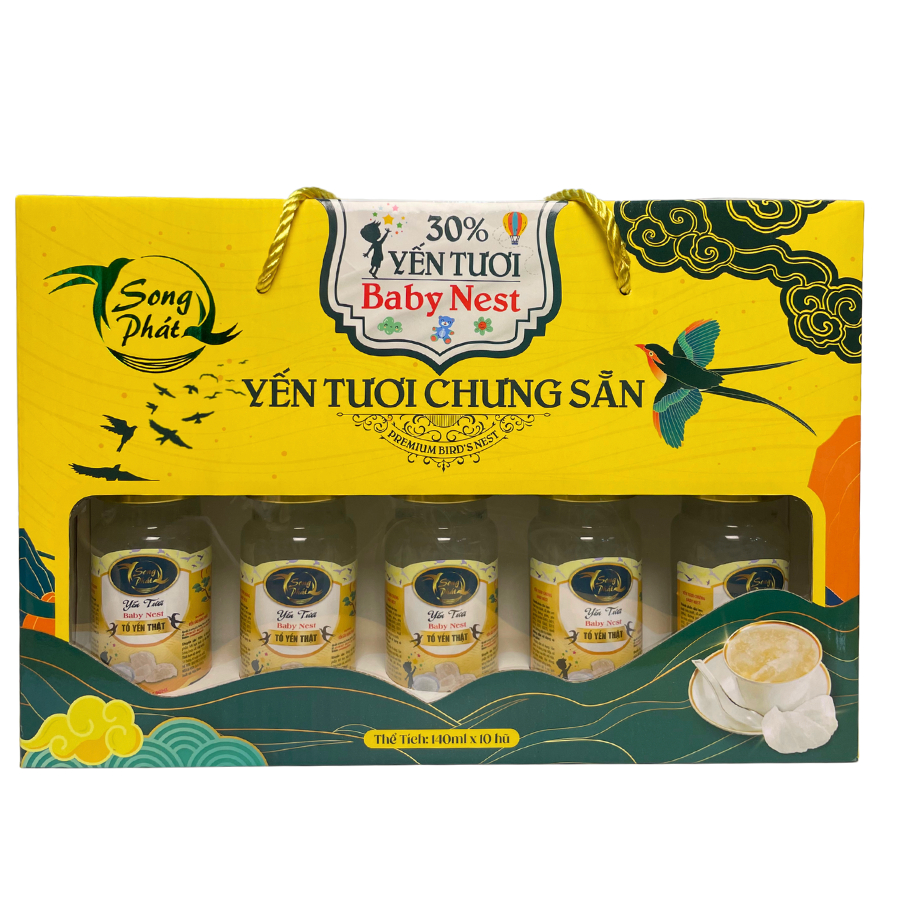 [Tặng 2 hũ] Hộp quà 10 hũ Tổ yến hộp quà các vị Song Phát làm đẹp tự nhiên tăng sức đề kháng hồi phục sức khỏe 140ml