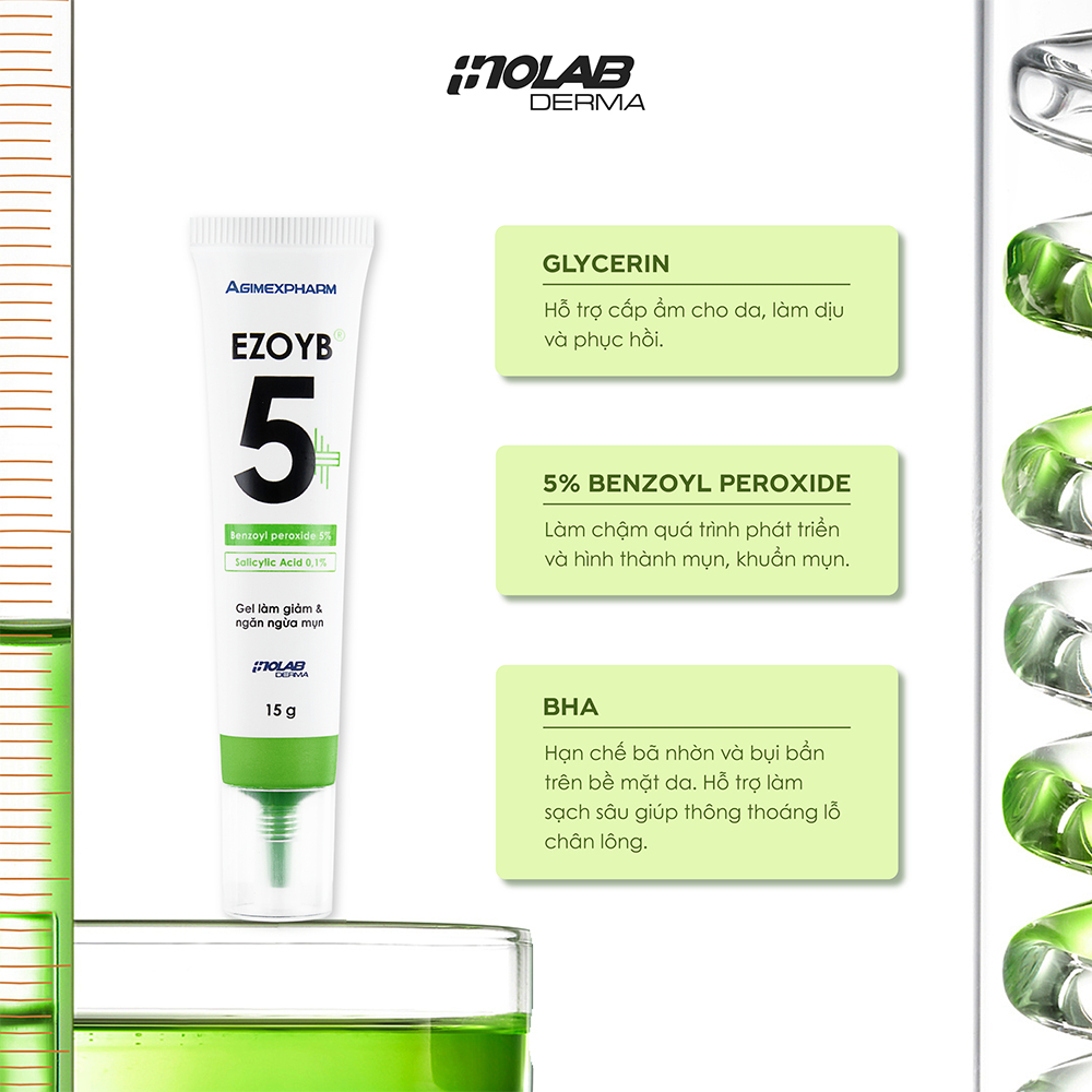 Ảnh Gel chấm mụn Inolab Derma Ezoyb 5 15 Gram (5% Benzoyl Peroxide + 0.1% BHA) - Từ Hảo 3