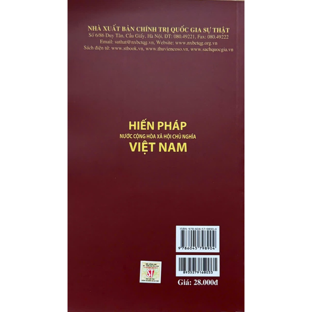 Ảnh Sách - Hiến Pháp Nước Cộng Hòa Xã Hội Chủ Nghĩa Việt Nam 1
