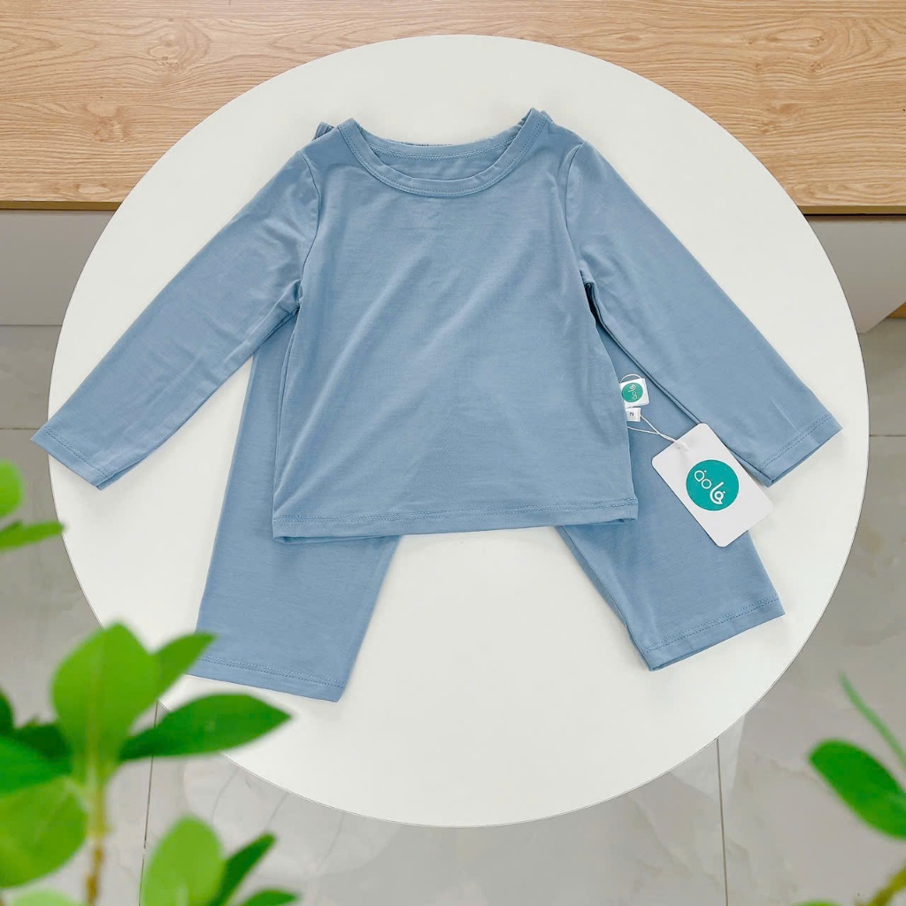 Bộ dài tay cho bé sợi sồi Modal Lá Homewear A221, pizama bé trai gái bốn mùa mát lạnh mềm mướt