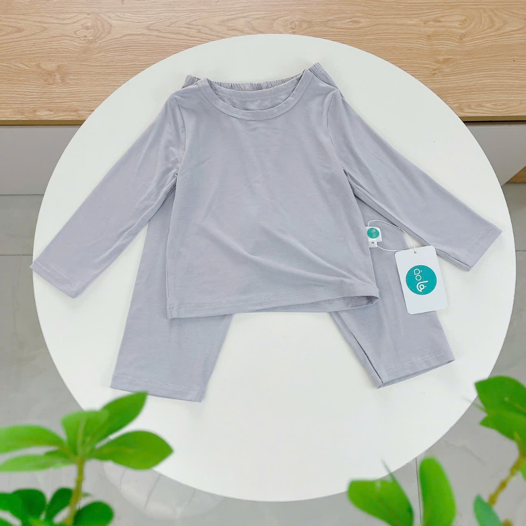 Bộ dài tay cho bé sợi sồi Modal Lá Homewear A221, pizama bé trai gái bốn mùa mát lạnh mềm mướt