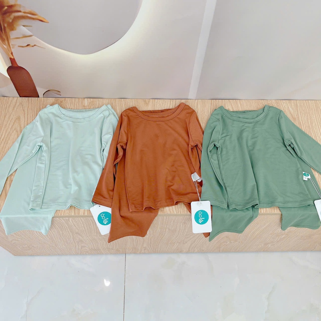 Bộ dài tay cho bé sợi sồi Modal Lá Homewear A221, pizama bé trai gái bốn mùa mát lạnh mềm mướt