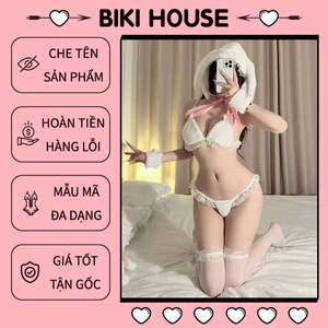 Set cosplay thỏ bông có đuôi kèm nón siêu dễ thương gợi cảm đồ lót bé thỏ bunny trắng xinh đáng yêu BIKI HOUSE N839