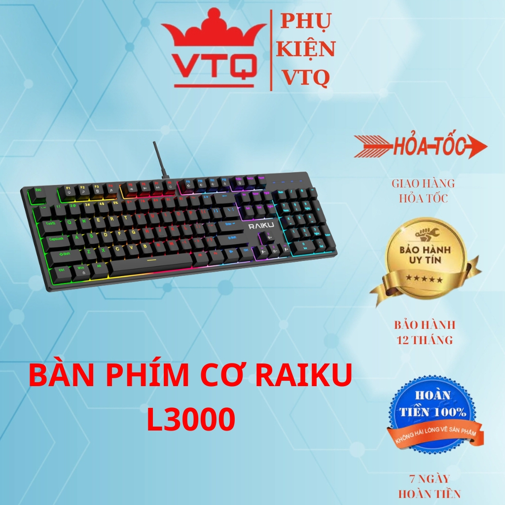 Bàn Phím Cơ Gaming RAIKU L3000 Blue Switch LED RGB Dành Cho Game Thủ ...
