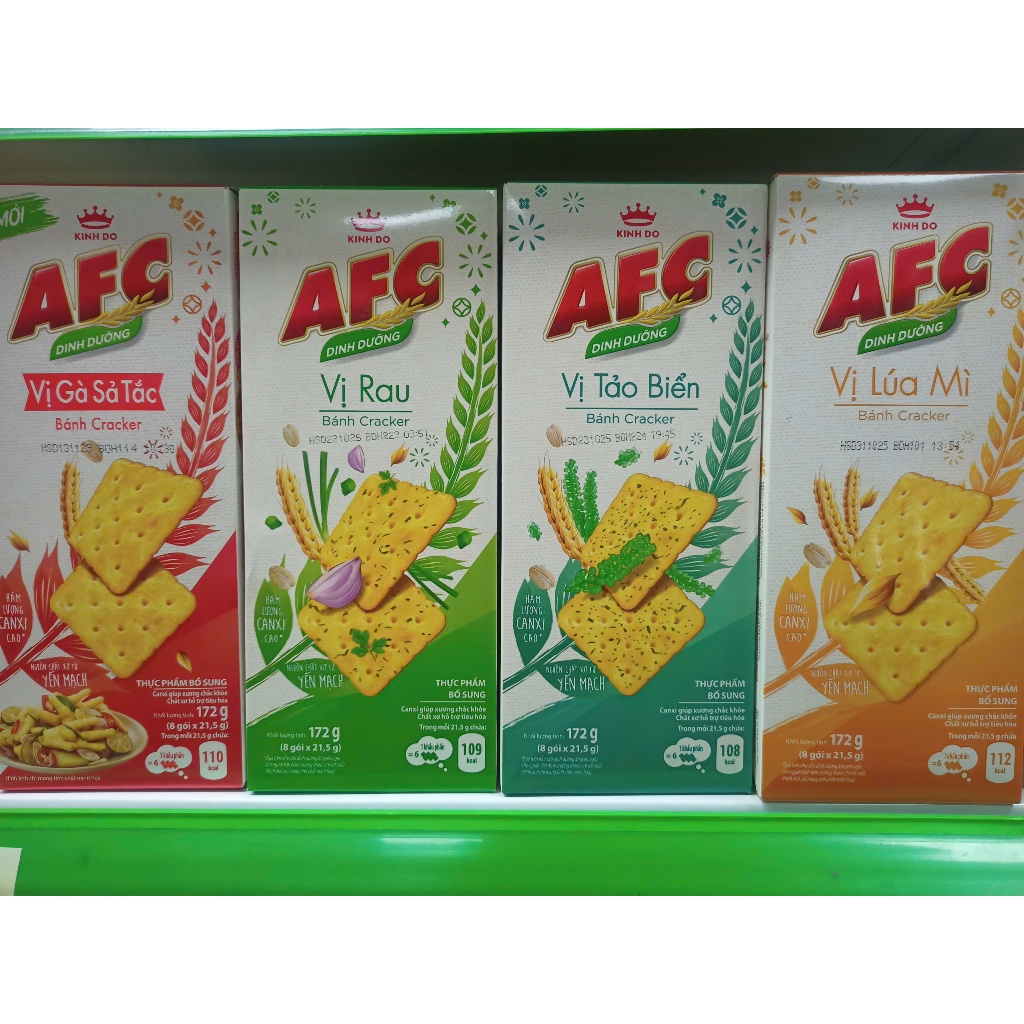 Bánh AFC Dinh Dưỡng vị lúa mạch /vị rau/vị tảo biển/vị gà sả tắc 172g ...