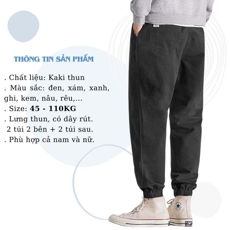 Quần JOGGER KAKI 50-115KG BIGSIZE NAM NỮ - kaki co giãn - MÃ 21