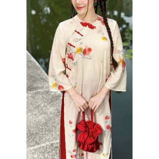 Quần OLV lụa suông ống rộng lưng cao Culottes phù hợp phối áo dài