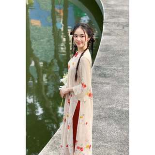 Quần OLV lụa suông ống rộng lưng cao Culottes phù hợp phối áo dài