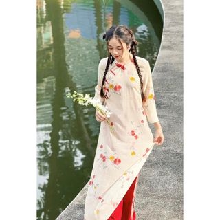 Quần OLV lụa suông ống rộng lưng cao Culottes phù hợp phối áo dài