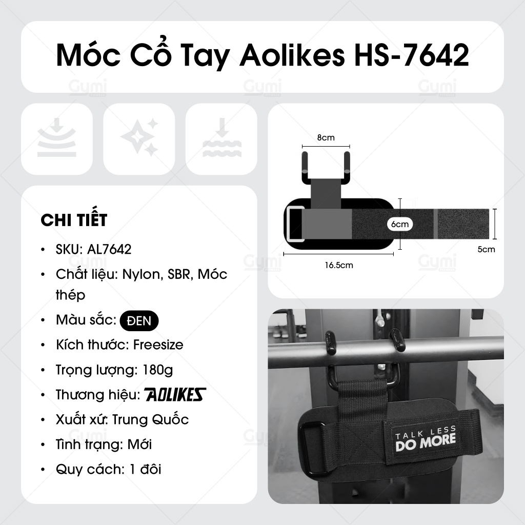 [1 Đôi] Móc Cổ Tay Aolikes Hỗ Trợ Tập Xà HS-7642 - AL7642