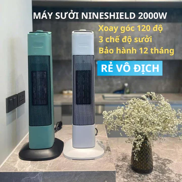 Máy sưởi gốm Nineshield 2000W, Máy sưởi Ceramic sưởi phòng ngủ máy sưởi ấm cho bé không đốt oxy