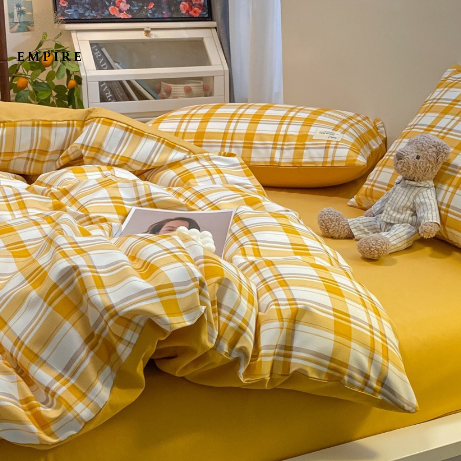 Bộ chăn ga gối nệm set 5 món chăn chần bông EMPIRE họa tiết sọc ga bo chun - Empire Bedding & Decor