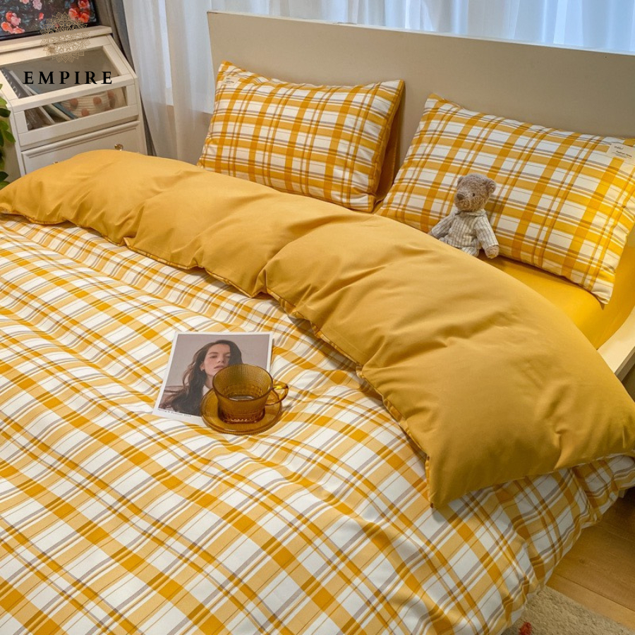 Bộ chăn ga gối nệm set 5 món chăn chần bông EMPIRE họa tiết sọc ga bo chun - Empire Bedding & Decor