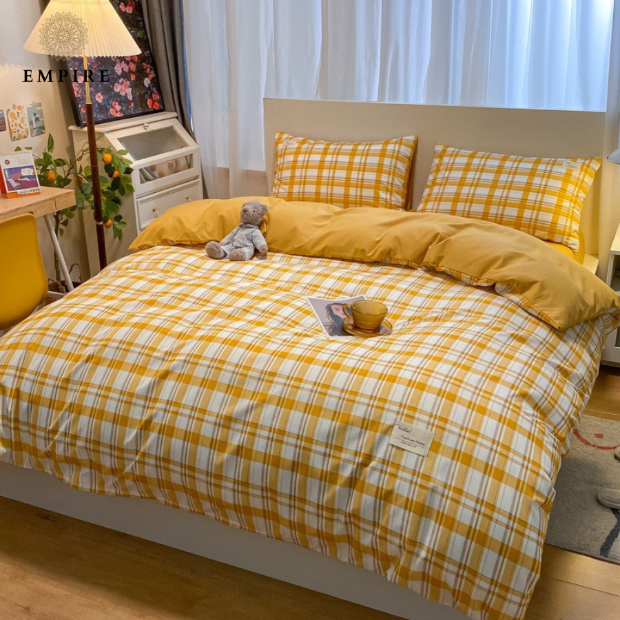Bộ chăn ga gối nệm set 5 món chăn chần bông EMPIRE họa tiết sọc ga bo chun - Empire Bedding & Decor