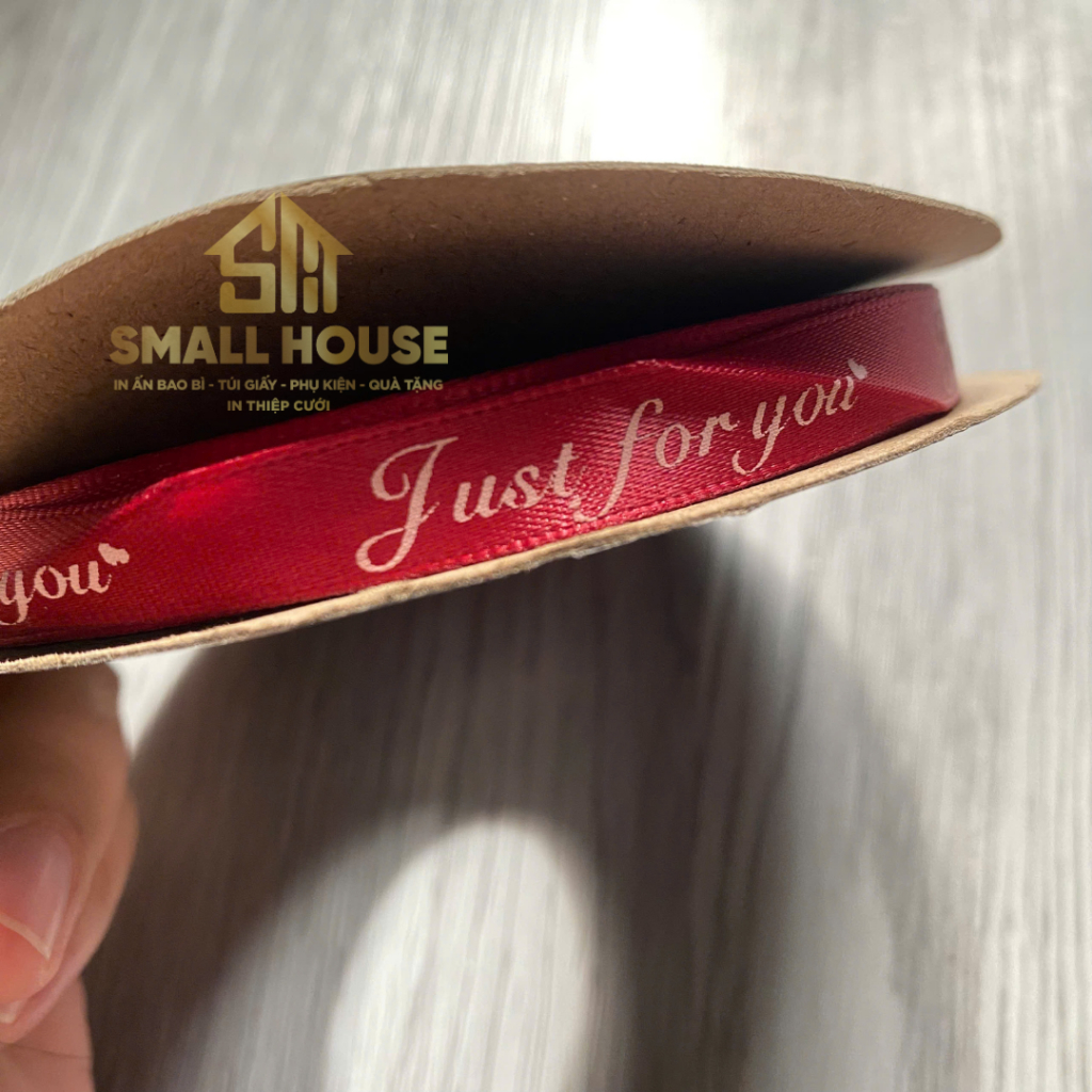 5m Ruy Băng Lụa In Chữ Just For You 1cm, Ruy Băng Vải Làm Nơ Trang Trí, bó hoa
