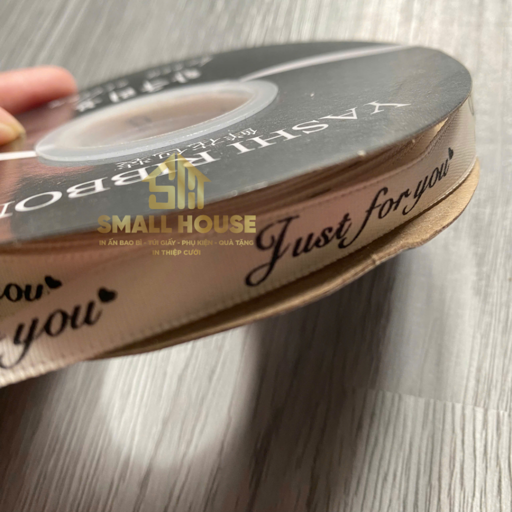 5m Ruy Băng Lụa In Chữ Just For You 1cm, Ruy Băng Vải Làm Nơ Trang Trí, bó hoa