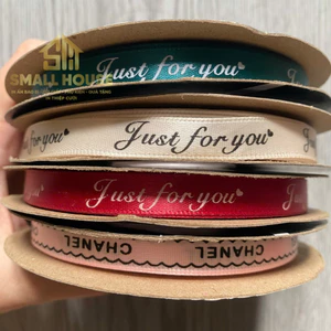 5m Ruy Băng Lụa In Chữ Just For You 1cm, Ruy Băng Vải Làm Nơ Trang Trí, bó hoa