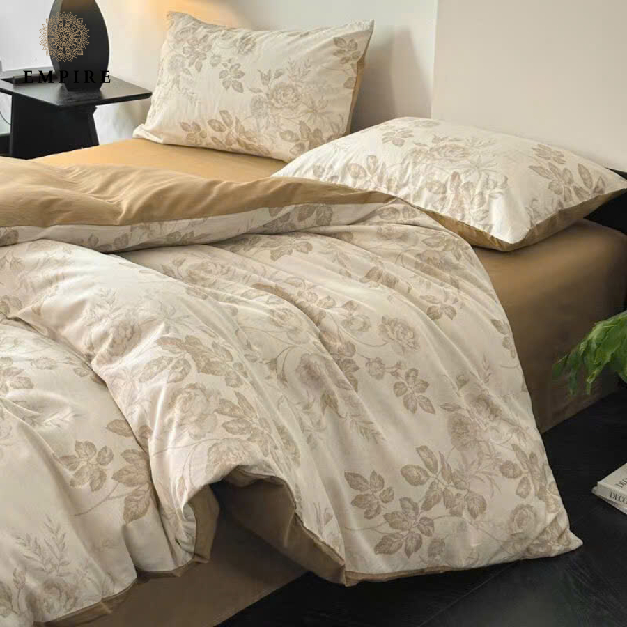 Bộ chăn ga gối nệm 4 món cotton 100% EMPIRE ga chun chăn chần bông mềm mại - Empire Bedding & Decor