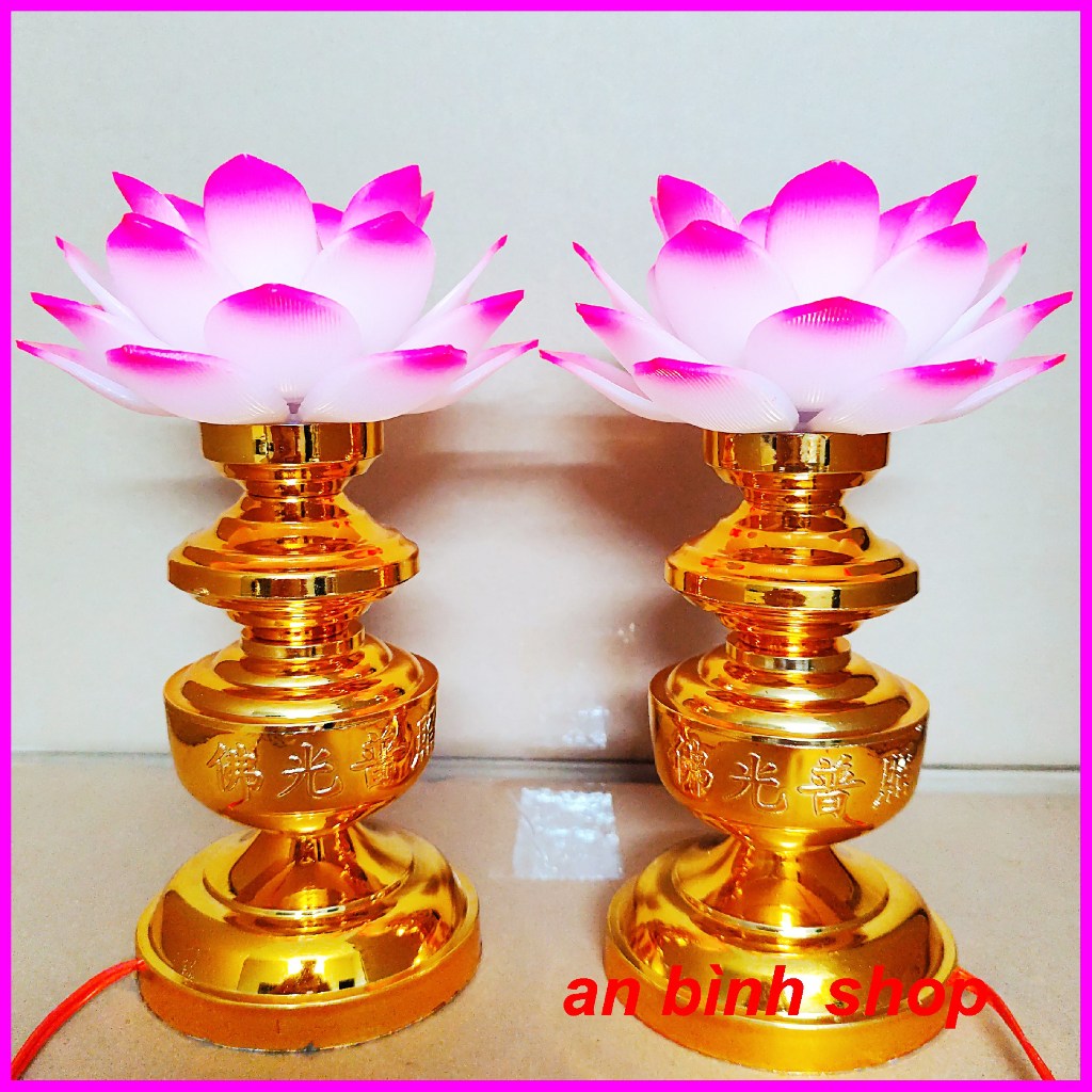 Đèn thờ HOA SEN siêu bền - Đèn thờ cúng sang trọng - Đèn trang trí thờ cúng đổi màu sáng đẹp - đèn thờ cao 23cm