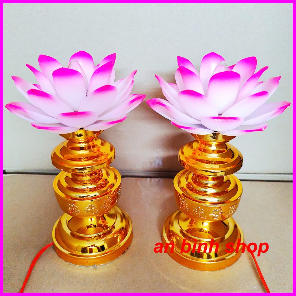 Đèn thờ HOA SEN siêu bền - Đèn thờ cúng sang trọng - Đèn trang trí thờ cúng đổi màu sáng đẹp - đèn thờ cao 23cm