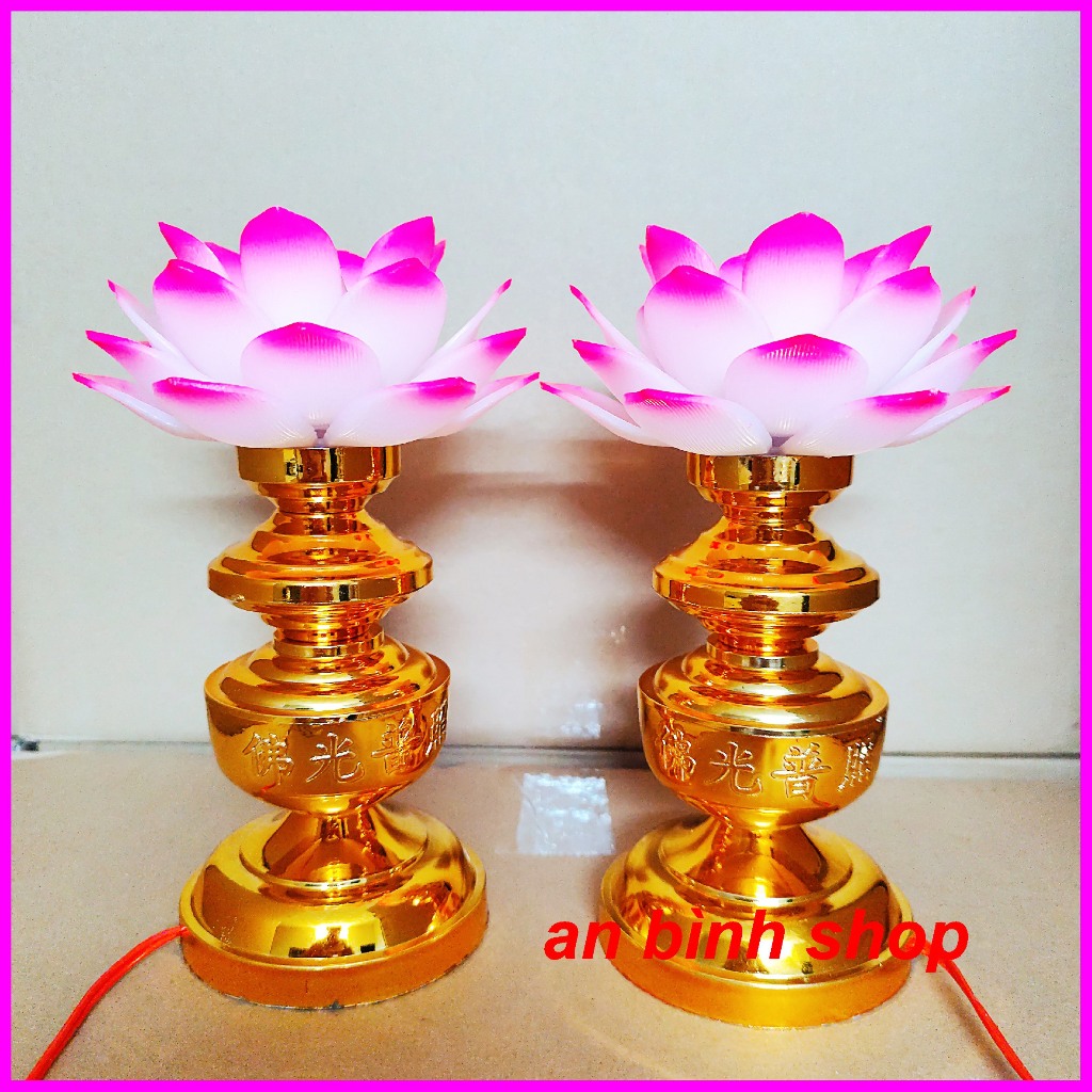 Đèn thờ HOA SEN siêu bền - Đèn thờ cúng sang trọng - Đèn trang trí thờ cúng đổi màu sáng đẹp - đèn thờ cao 23cm